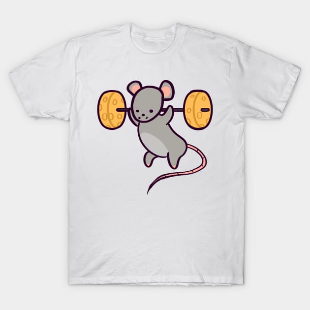 Cute Gym Rat Cheese Squat T-Shirt by ThumboArtBumbo